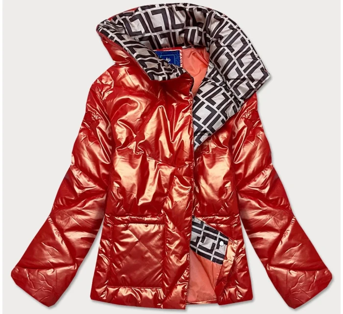 Oranžová dámska bunda s leskom (OMDL-023)