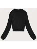 Tenká krátká černá dámská tepláková mikina model 18378913 - J.STYLE Tenká krátká černá dámská tepláková mikina model 18378913 - J.STYLE