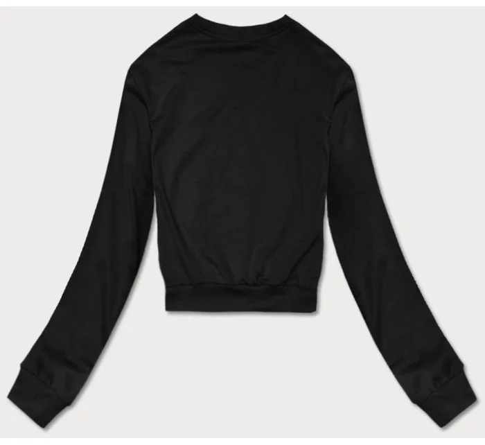 Tenká krátká černá dámská tepláková mikina model 18378913 - J.STYLE Tenká krátká černá dámská tepláková mikina model 18378913 - J.STYLE