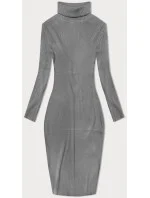 Šedé tužkové šaty s rolákem model 20082429 - NEW COLLECTION Šedé tužkové šaty s rolákem model 20082429 - NEW COLLECTION