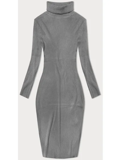 Šedé tužkové šaty s rolákem model 20082429 - NEW COLLECTION Šedé tužkové šaty s rolákem model 20082429 - NEW COLLECTION