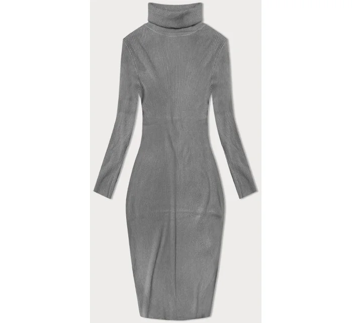 Šedé tužkové šaty s rolákem model 20082429 - NEW COLLECTION Šedé tužkové šaty s rolákem model 20082429 - NEW COLLECTION
