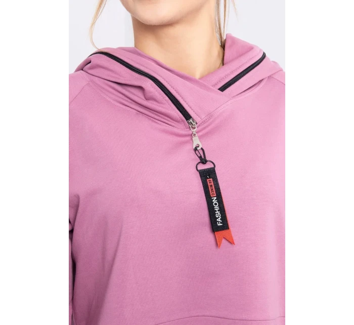 Tmavo ružová tunika na zips s kapucňou Oversize Tmavo ružová tunika na zips s kapucňou Oversize