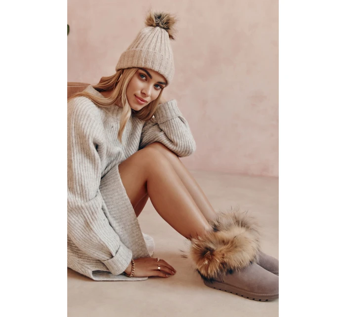 Damskie Zamszowe Śniegowce Z Futerkiem Szare Alexa Damskie Zamszowe Śniegowce Z Futerkiem Szare Alexa