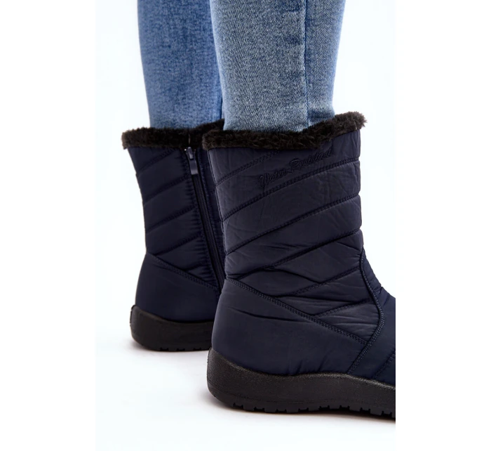 Wysokie Damskie Ocieplane Śniegowce Granatowe Luxina Wysokie Damskie Ocieplane Śniegowce Granatowe Luxina