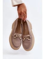 model 21652497 Zamszové Dámské Mokasíny S Ozdobou Hnědé - Zazoo