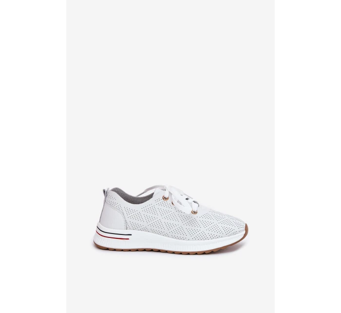 Skórzane Lekkie Półbuty Damskie Artiker 54C1758 Białe