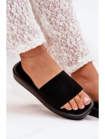 Klapki Damskie Na Platformie Z Eko Zamszu Czarne Jorina Klapki Damskie Na Platformie Z Eko Zamszu Czarne Jorina