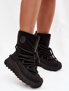 Dámske kožené snežnice Lee Cooper na platforme - čierne