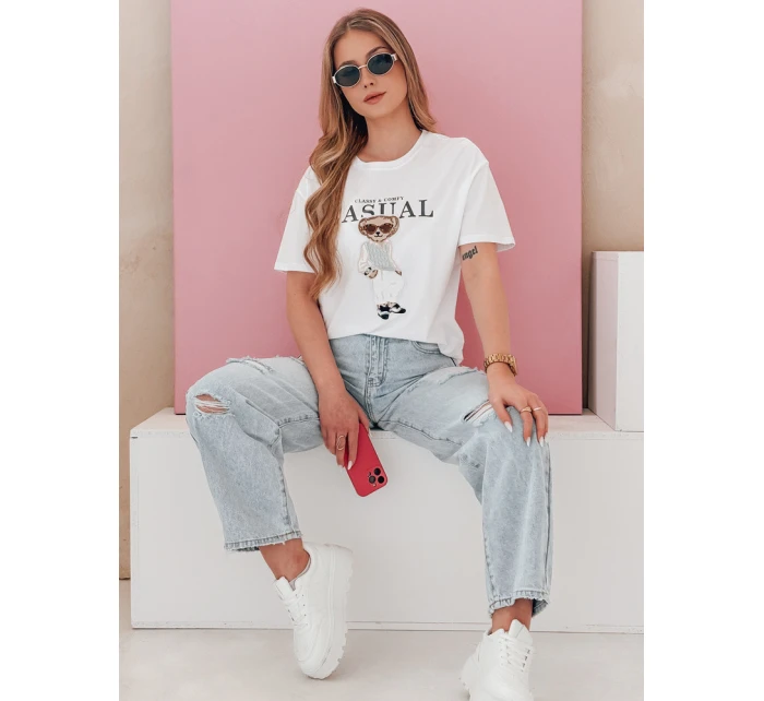 Dámské tričko s medvídkem bílé model 21988869 - Dstreet