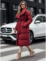 Dámský dlouhý prošívaný kabát bordó Dstreet model 22546813 - FashionStreet Dámský dlouhý prošívaný kabát bordó Dstreet model 22546813 - FashionStreet