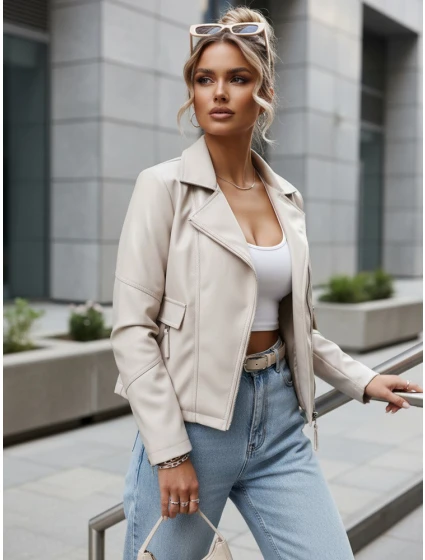 FashionStreet dámske krátke kožené topánky Ramones light beige TY5630