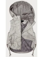 Svetlo béžová krátka dámska vesta s odnímateľnou kapucňou BH Forever (BH-2414BIG)