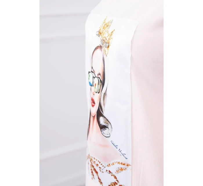 Šaty s grafikou dievčatá v 3D okuliaroch púdrovo ružové Šaty s grafikou dievčatá v 3D okuliaroch púdrovo ružové