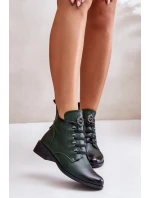 Nízké boty zateplené na zip s ozdobou zelené model 21672297 - Boto