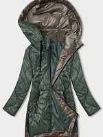 Dámska bunda s odnímateľnou kapucňou tmavozelená (B8218-10)