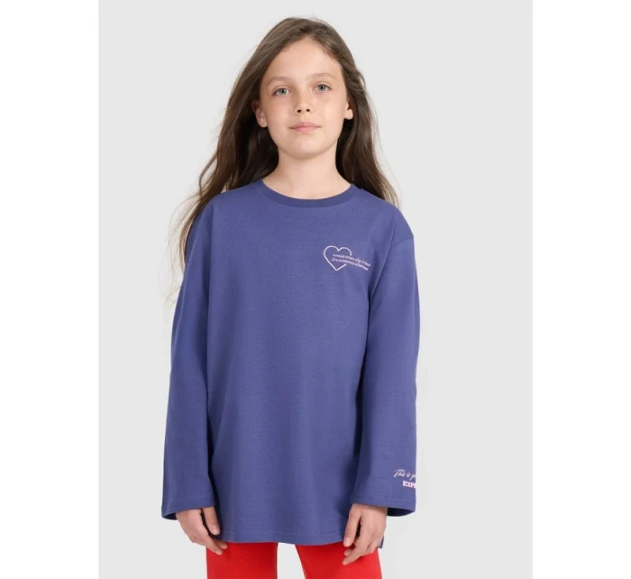 Dívčí tričko oversize s potiskem a dlouhým rukávem model 21877614 - 4F