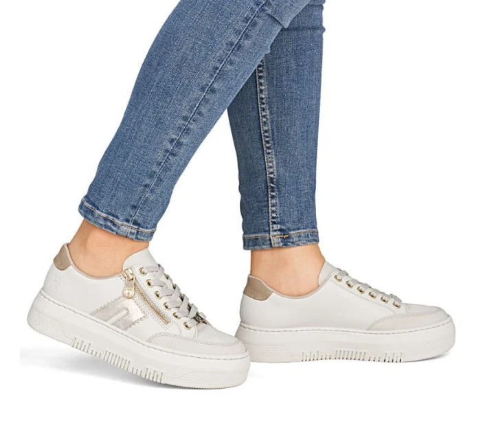 Dámske kožené tenisky na platforme béžovej farby Rieker M1912-80