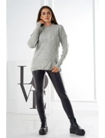 Svetr model 18970343 přes hlavu s módní vazbou šedý - K-Fashion Svetr model 18970343 přes hlavu s módní vazbou šedý - K-Fashion