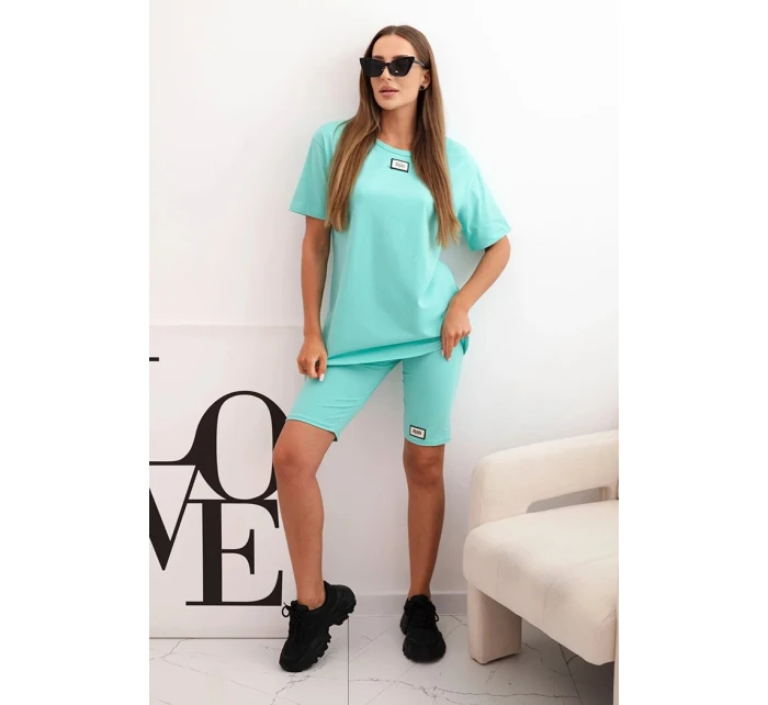 Dámský bavlněný komplet s krátkým rukávem a šortkami mincovna Dámský bavlněný komplet s krátkým rukávem a šortkami mincovna