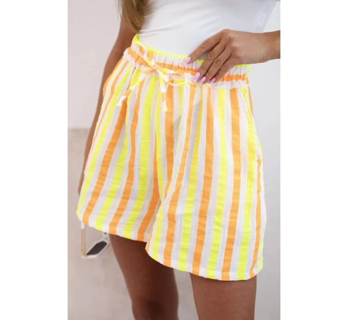 Dámske bavlnené šortky Striped Yellow Neon Dámske bavlnené šortky Striped Yellow Neon