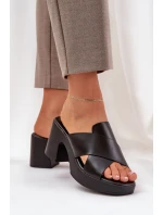 Lekkie Klapki Na Słupku Z Eko Skóry Czarne Kacaria Lekkie Klapki Na Słupku Z Eko Skóry Czarne Kacaria