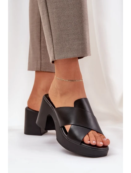 Lekkie Klapki Na Słupku Z Eko Skóry Czarne Kacaria Lekkie Klapki Na Słupku Z Eko Skóry Czarne Kacaria