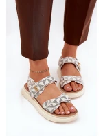 Materiałowe Sandały Damskie Na Platformie Beżowe Leriot Materiałowe Sandały Damskie Na Platformie Beżowe Leriot