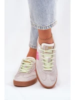 Zamszowe Buty Sportowe Sneakersy Damskie D.Franklin DFSH387005 Zgaszona Biel