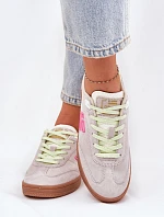 Zamszowe Buty Sportowe Sneakersy Damskie D.Franklin DFSH387005 Zgaszona Biel