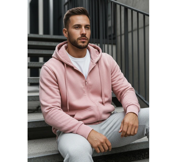 Pánská mikina s kapucí růžová Dstreet model 21962660 - FashionStreet Pánská mikina s kapucí růžová Dstreet model 21962660 - FashionStreet