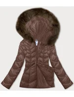 Dámska prechodná prešívaná bunda s kapucňou Glakate camel (LU-2202)