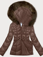 Dámska prechodná prešívaná bunda s kapucňou Glakate camel (LU-2202)