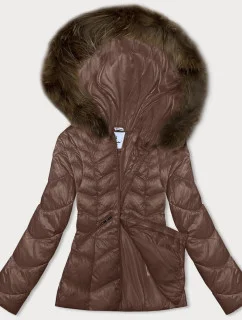 Dámska prechodná prešívaná bunda v ťavej farbe s kapucňou Glakate (LU-2202)