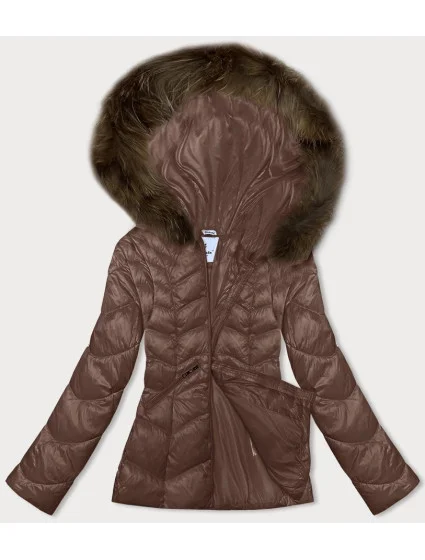 Dámska prechodná prešívaná bunda s kapucňou Glakate camel (LU-2202)