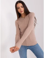 Sweter PM SW Y model 18904813 ciemny bezowy - FPrice Sweter PM SW Y model 18904813 ciemny bezowy - FPrice