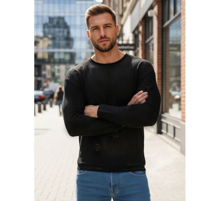 Pánsky čierny sveter FashionStreet WX2312z