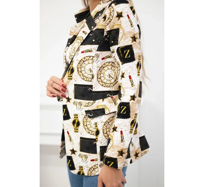 Bavlněná bunda s potiskem a knoflíkem model 20770558 - K-Fashion Bavlněná bunda s potiskem a knoflíkem model 20770558 - K-Fashion