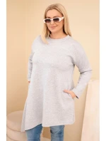 Dámske Plus veľkosť viskózové sukne s voľným strihom a dlhými rukávmi šedá Dámske Plus veľkosť viskózové sukne s voľným strihom a dlhými rukávmi šedá