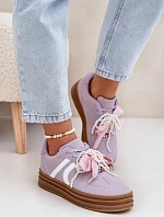 Sneakersy Damskie Na Platformie Z Ozdobami Fioletowe Vinness