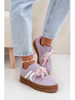 Dámské Tenisky Na Platformě S Ozdobami Fialové model 21688396 - Boto