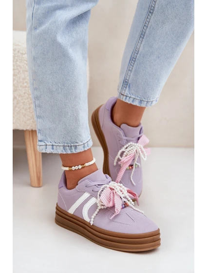 Dámské Tenisky Na Platformě S Ozdobami Fialové model 21688396 - Boto Dámské Tenisky Na Platformě S Ozdobami Fialové model 21688396 - Boto