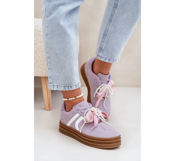 Dámské Tenisky Na Platformě S Ozdobami Fialové model 21688396 - Boto Dámské Tenisky Na Platformě S Ozdobami Fialové model 21688396 - Boto