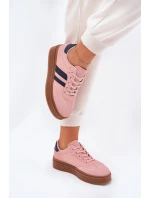 Dámské tenisky na platformě z eko kůže růžové model 21689173 - EVENTO