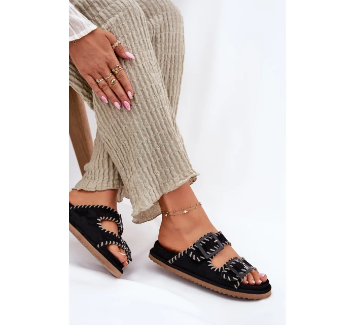 Dámské Pantofle S Přezkami A Dekorativním Černé model 21696576 - Boto Dámské Pantofle S Přezkami A Dekorativním Černé model 21696576 - Boto