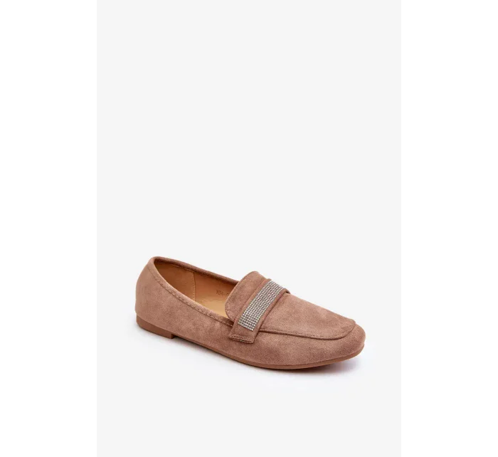 Dámské mokasíny s kamínky Světle hnědá Ralrika Dámské mokasíny s kamínky Světle hnědá Ralrika