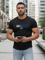 Pánske bavlnené tričko vypasovaného strihu čierne FashionStreet NX5017R