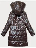 Hrubá obojstranná zimná bunda pre ženy hnedá-ecru (V767)