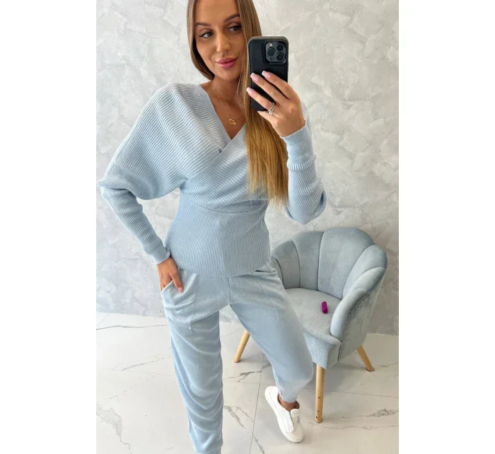 Dvojdielna súprava svetrov v modrej farbe