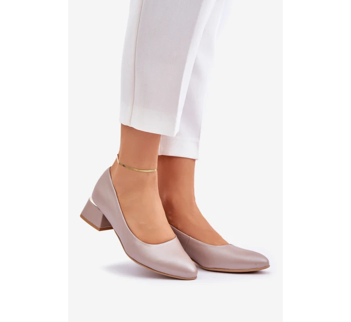 Kožené lodičky Lewski model 21682432 Tmavě béžové - Boto